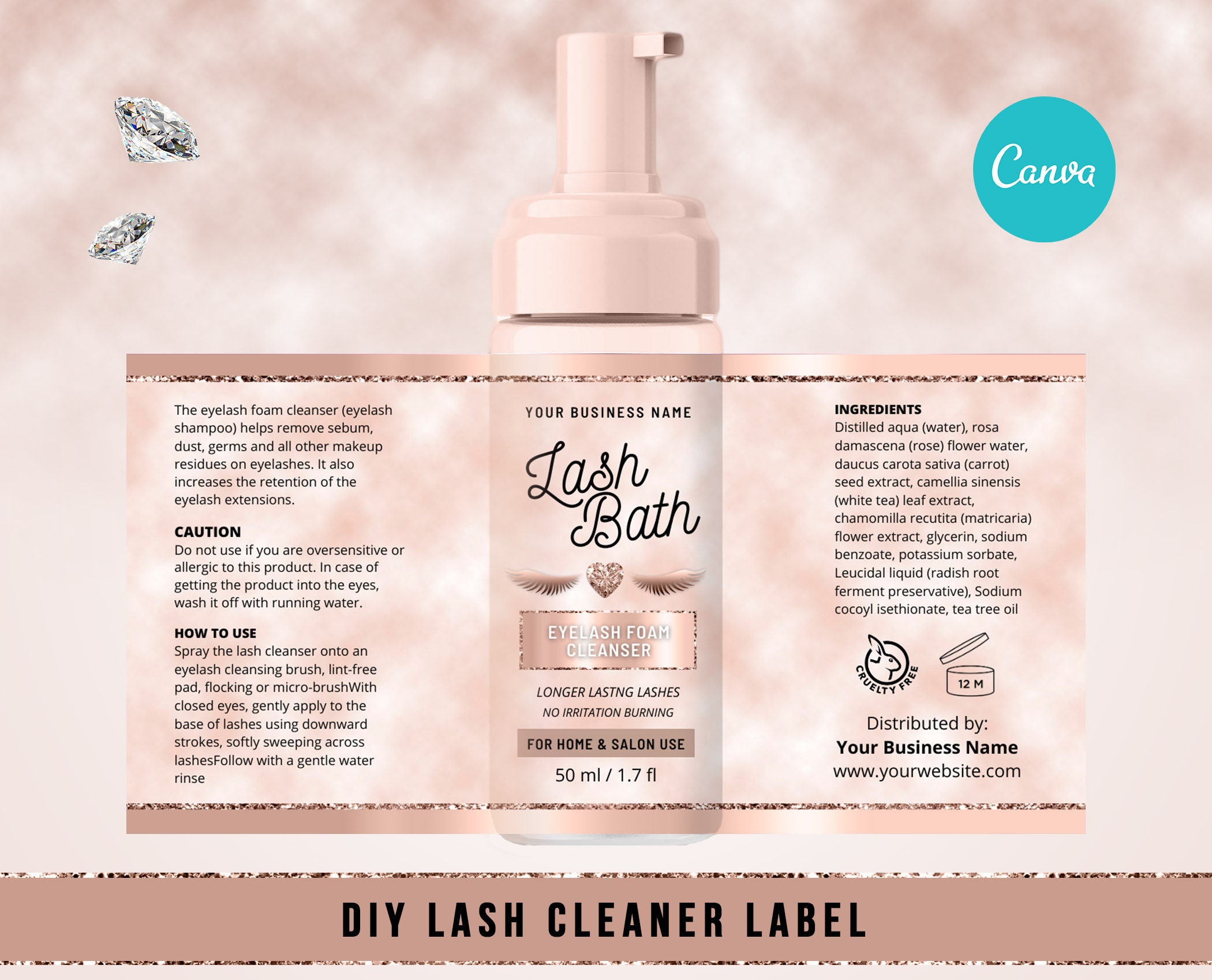 DIY Eyelash Cleanser Foam Label Lash Shampoo LabelLash Bath Etsy