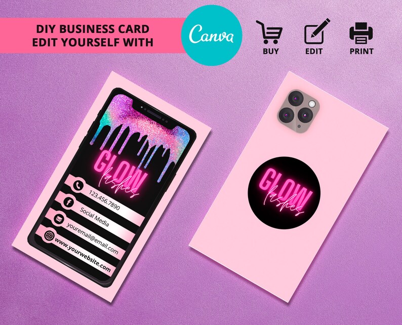 DIY Business Card Template Lash Technician Business Card Etsy