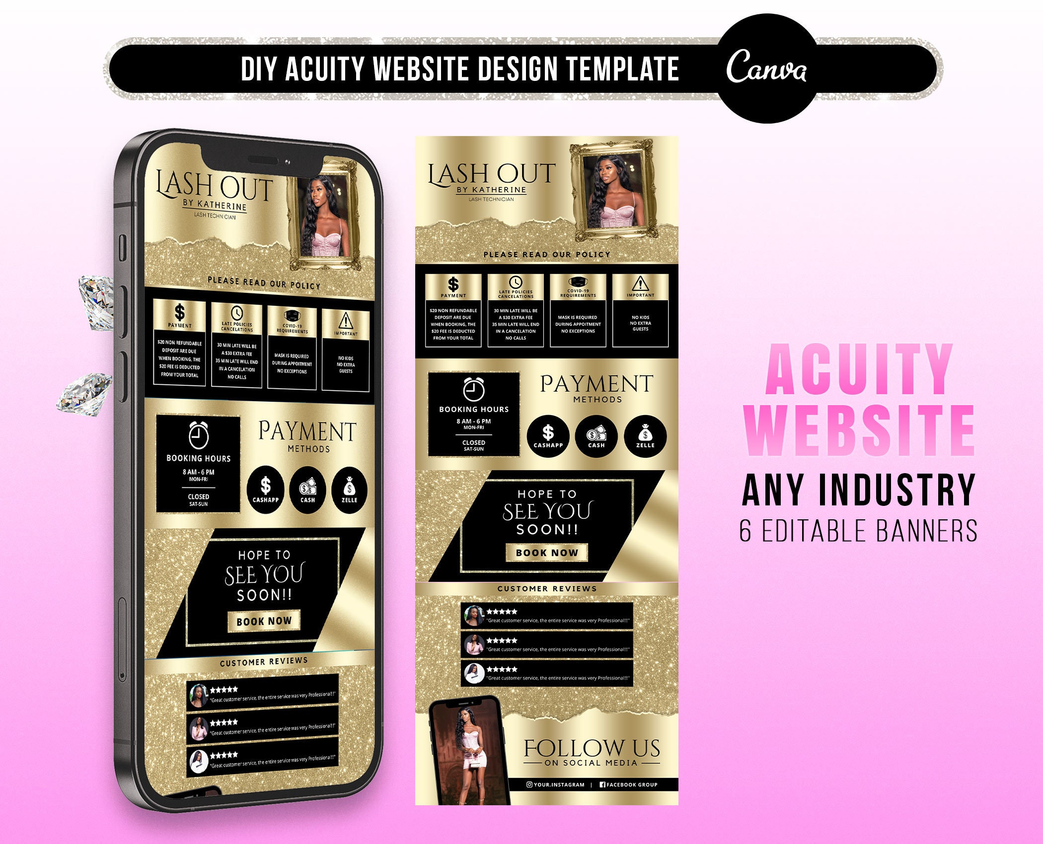 DIY Acuity Website Design Gold Booking Site Template Banners Etsy DIY Acuity Website Design Gold Booking Site Template Banners Etsy