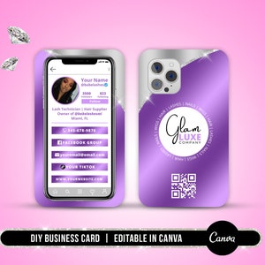 DIY Handy Visitenkarte, Cellphone Style Visitenkarte, Lash Tech Visitenkarte, Haar Visitenkarte, Feminine Visitenkarte