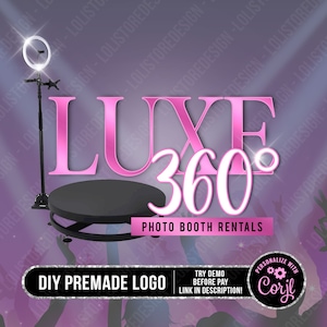 DIY Photo Booth Verhuur Logo, Photo Booth 360 Verhuur Logo, Luxe PhotoBooth Verhuur Logo, Event Party Logo, Fotograaf Logo, Premade Logo