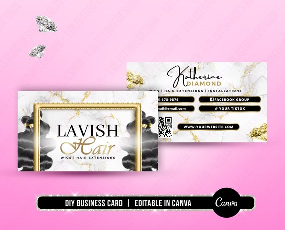 Editable DIY Beauty Business Cards, Printable Hair Business Cards, Bla —  Posh Park