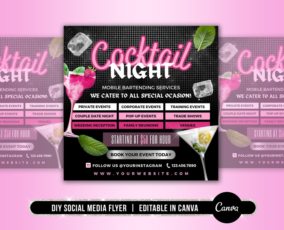 DIY Mobile Bartending Flyer, Bartender Flyer, Portable Bar Events Flyer