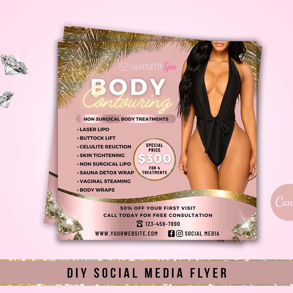 DIY Body Contouring Flyer, , Body Contour Flyer, Spa Flyer, Esthetician Flyer, Social Media Flyer