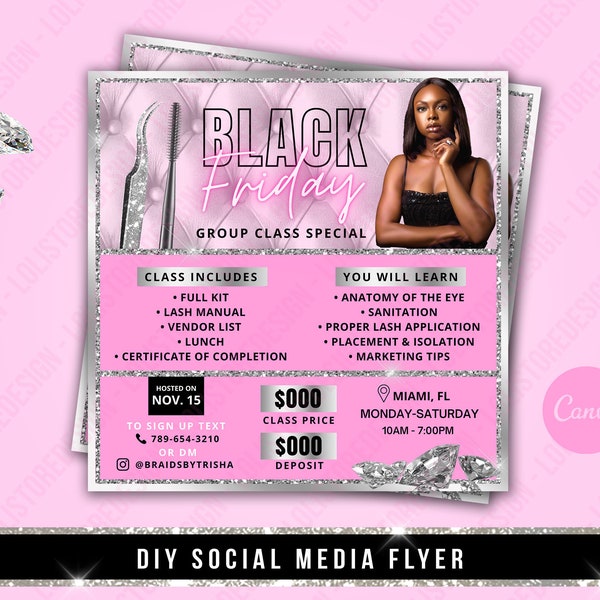 DIY Lash Training Flyer, Lash Academy Flyer, Eyelash Training Flyer, Black Friday Flyer, Premade Flyer, Lash Course Flyer , Social Media