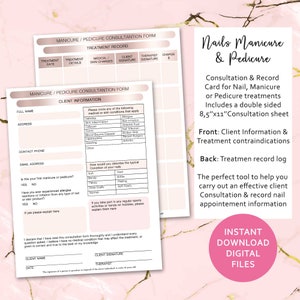 Formularz paznokci - Technik paznokci - Manicure i pedicure - Formularz konsultacji salonu - Artykuły papiernicze salonu - Formularz zgody - Salon kosmetyczny Paznokcie