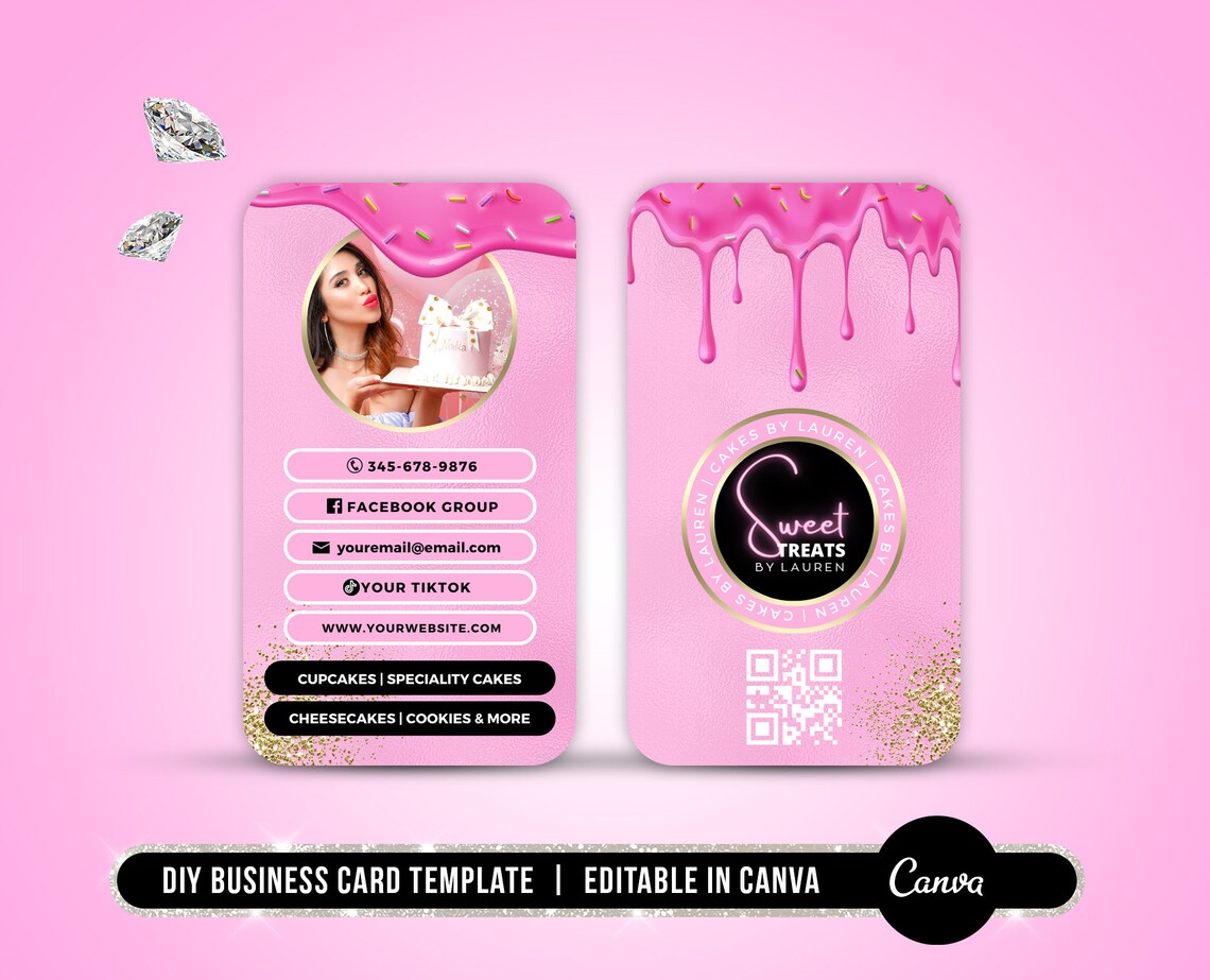 DIY Sweet Bakery Business Card Baking Dessert Business Card Etsy