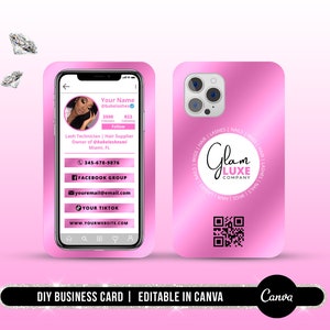 DIY-Handy-Visitenkarte, Visitenkarte im Cellphone-Stil, Lash Tech-Visitenkarte, Haar-Visitenkarte, Feminine Visitenkarte