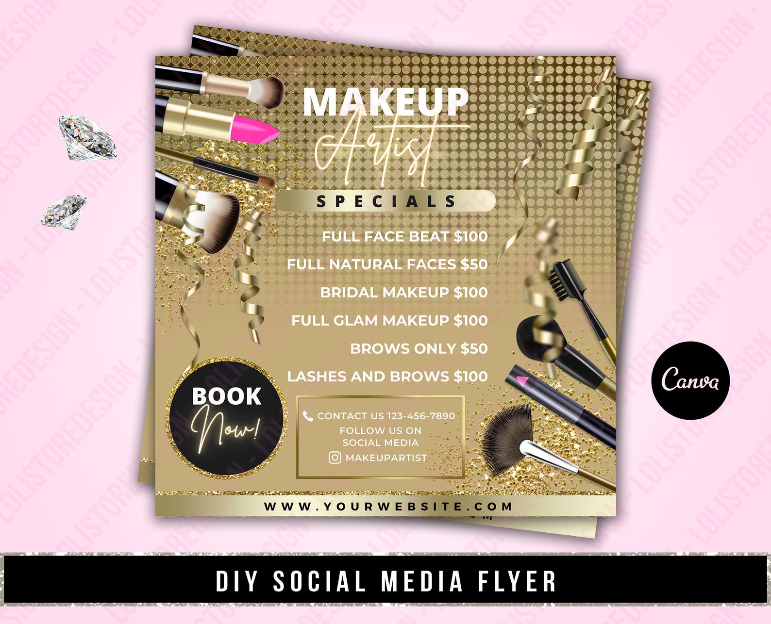 DIY Make up Artist Services Flyer Makeup Price List Makeup Etsy
