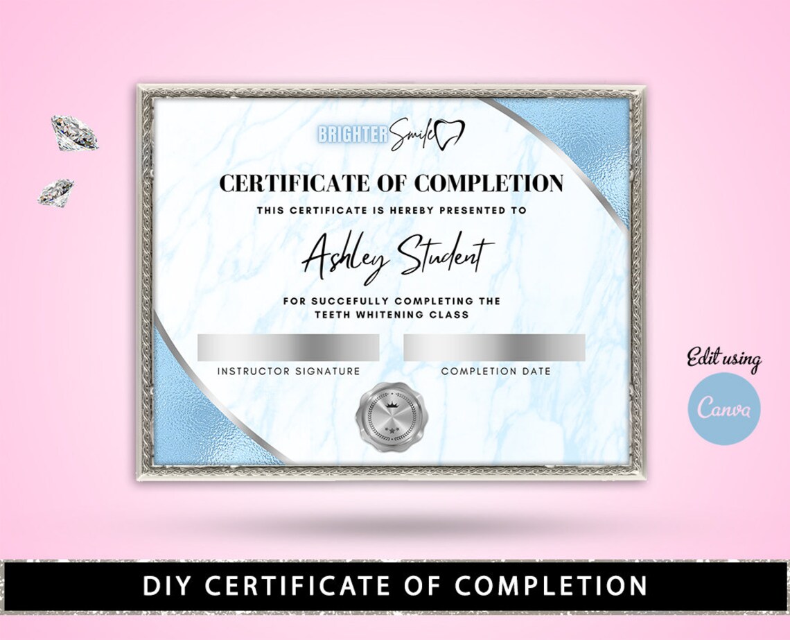 DIY Teeth Whitening Class Certificate of Completion ...