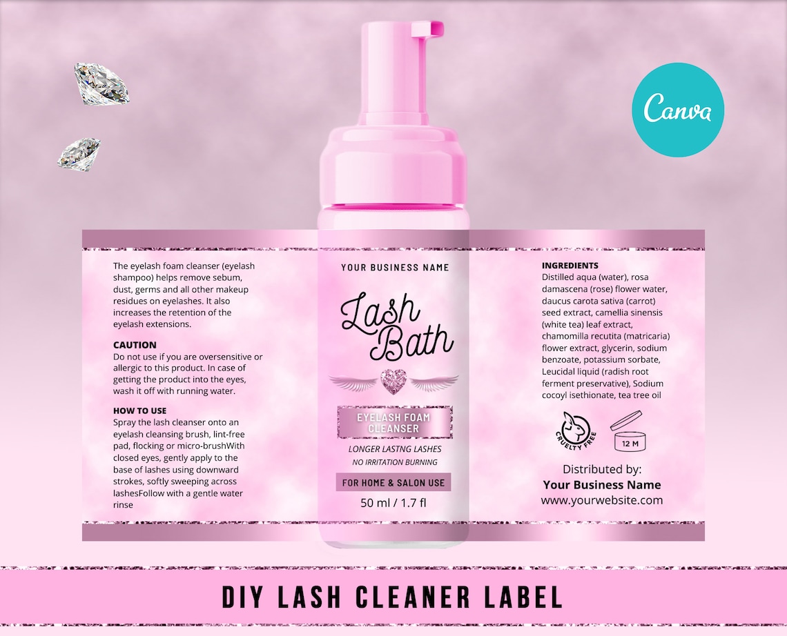 DIY Eyelash Cleanser Foam Label Lash Shampoo Labellash Bath Etsy