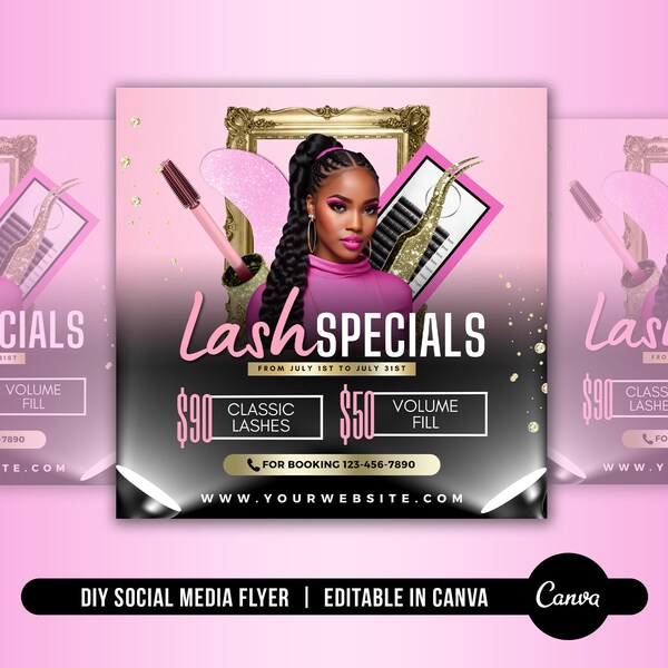 Lash Specials Flyer, Lash Sale Flyer, Eyelash Price List Flyer, Lash Services, Lash Tech Premade Flyer, Instant Access