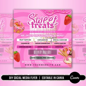 DIY Süße Leckereien Flyer, Kuchen Flyer, Backen Dessert Flyer, Backen Verkauf Flyer, Cupcake Flyer, Süße Leckereien Verkauf Flyer, Instagram Post