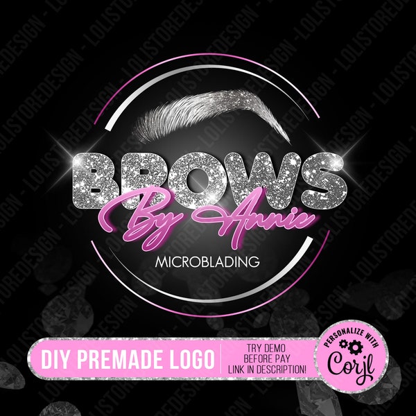 DIY Brows Premade Logo, Microblading Logo, Premade Brow Artist Logo Design, Makeup Logo, Eyebrow Logo