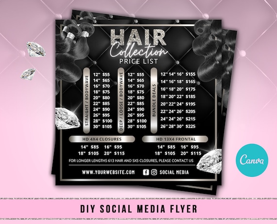 Hair Pricing Flyer DIY Hair Price List Flyer Hair Pricelist Flyer Hair Bundles Flyer Hair Flyer Salon Price List Template