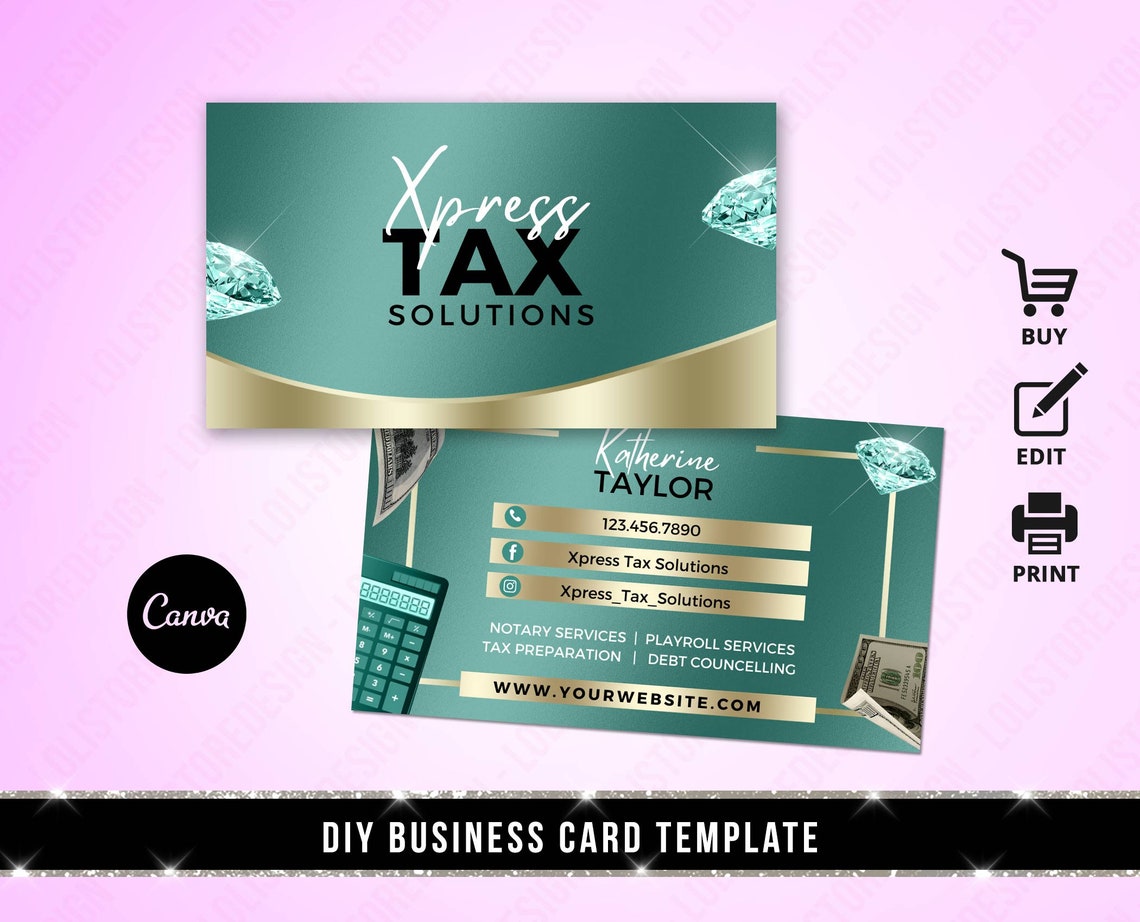 DIY Tax Business Card Tax Prep Business Card Tax Refund Etsy