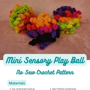 PDF PATTERN ONLY - Crochet Mini Sensory Play Ball - No Sew Crochet Pattern - Crochet Toy Patterns - Crochet Gifts for Toddlers