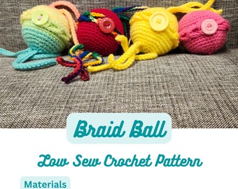 Crochet Braid Ball - Crochet Stim Toy Patterns - Crochet Gifts for Kids -  Beginner Crochet Patterns - PDF PATTERN ONLY