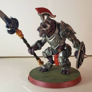 wolfen worgen werewolf gladiator spear plate armor helm
