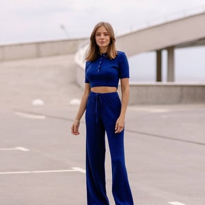 Navy blue suit trousers womens on sale