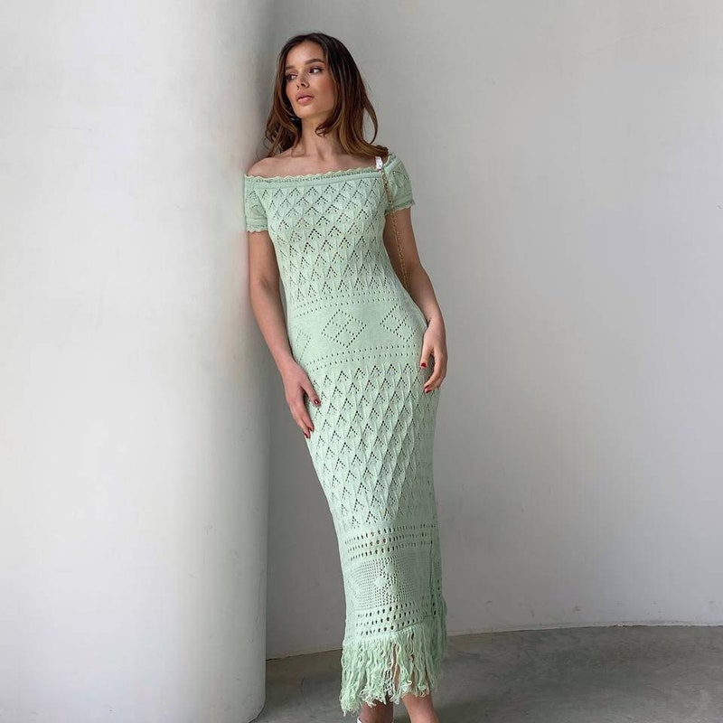 sequin prom dresses gold Open Back Mermaid Long with High Split, Merma Web Collection: Printed White Knit Maxi Dress Color:Off-White*