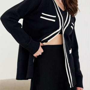 Black Knit Cardigan for Women, Classy Buttoned Cardigan Sweater for Winter and Fall, Casual Chic Knit Cardigan Womens