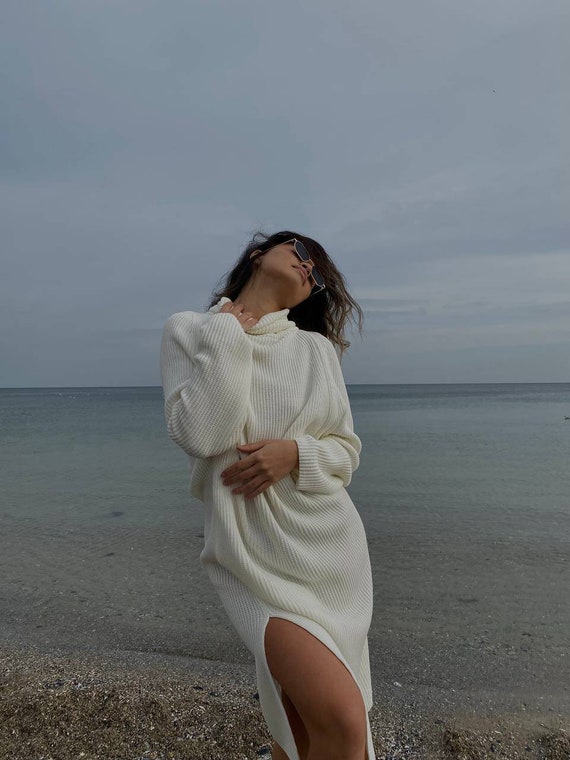 beach sweater dress LOOBIS Women's 2024 Knit Long Sweater Dress Beach Plain Hollow-Out  Spaghetti Strap Slit Sweater Long Dress Yellow at Amazon Women's Clothing  store