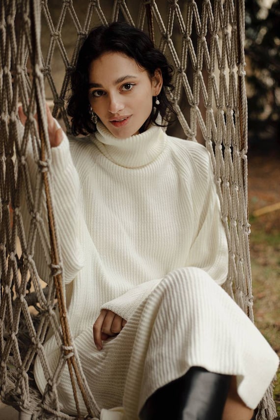 cotton turtleneck sweater dress Love, Kuza | . Chunky Turtleneck Sweater Dress | Black