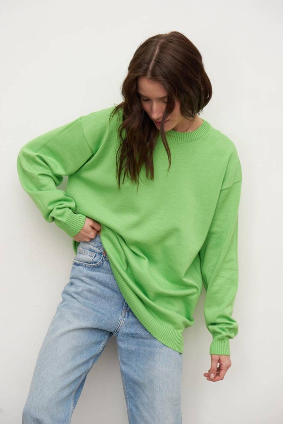 Bright green sweater womens sale