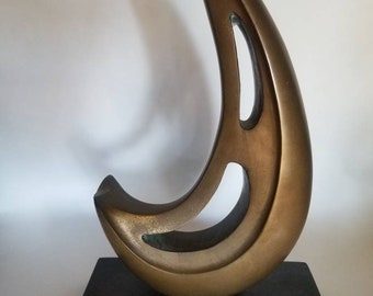 Rare Listed Artist John Farnham Original Signed Abstract Bronze Sculpture numbered 1/7 Midcentury Modern Henry Moore