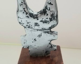 Midcentury Chrome Metal Abstract Brutalist Cubist Ltd Edition Signed