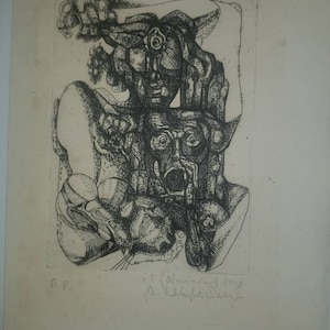 Ernst Neizvestny (b. 1926) Original Signed Etching Artist Proof Cyclops & Pan RARE! Abstract Modern