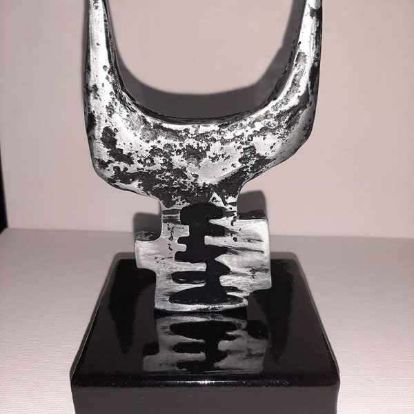 Abstract Chrome Metal Sculpture Midcentury Modern Style Art Brutalist