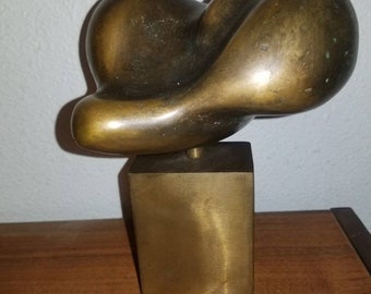 Amazing Orig Aldo Casanova Signed Bronze Abstract Bronze Biomorphic Sculpture in the Style of Jean Hans Arp & Henry Moore One of a Kind!
