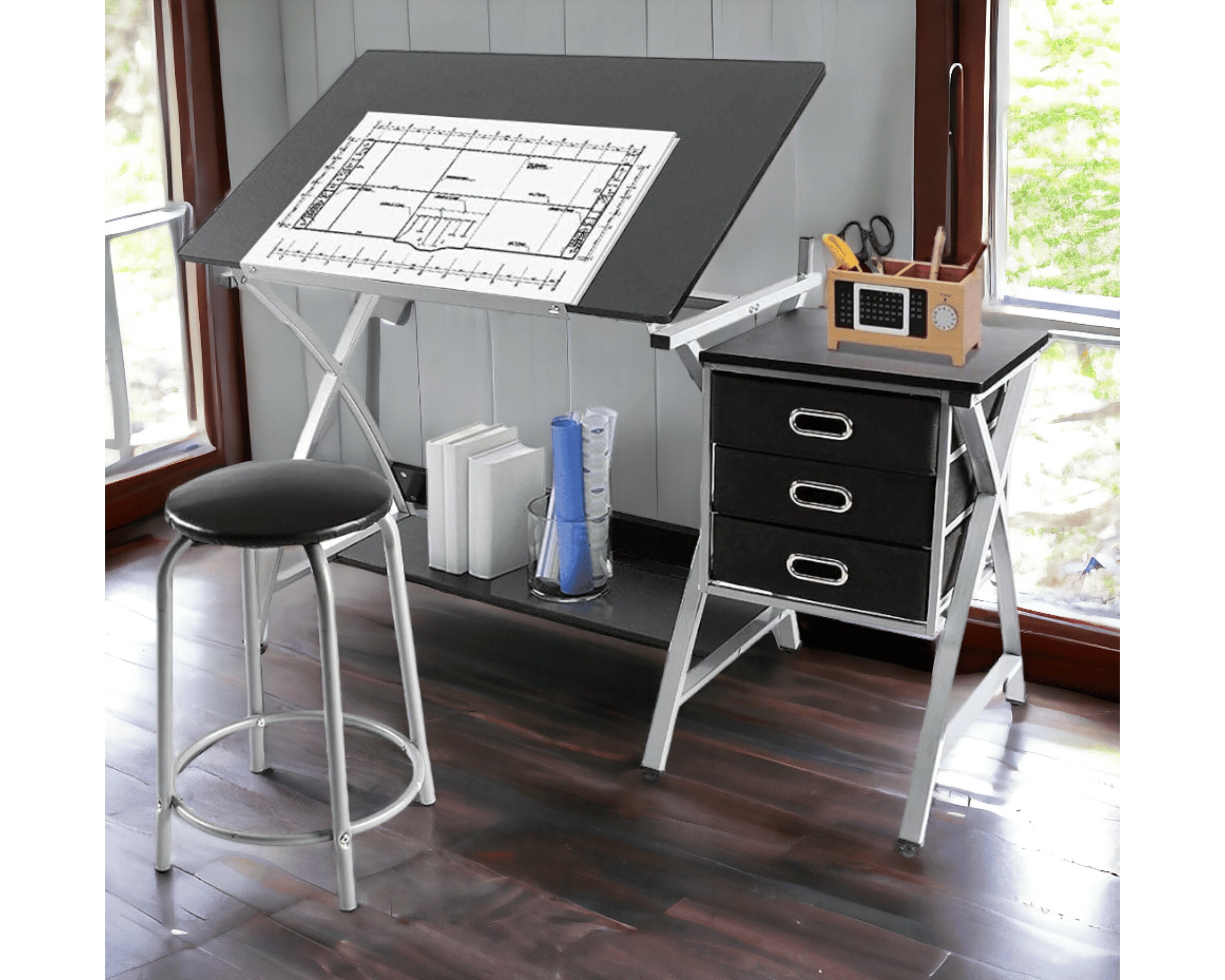 Drawing Table for Artists Drafting Desk With Drawers Art Table With