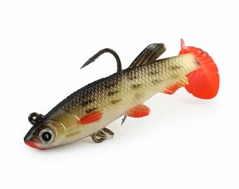 Soft Bait Lure Long Minnow Red Tail Hook 8cm 14g 5x Piece Set