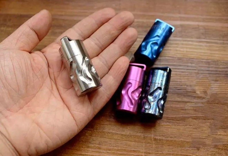 Titanium TTS Capsule Stash Water Proof Custom EDC 1x Piece Anodized Blue