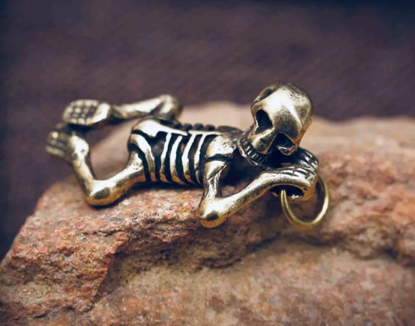 Micro Skull Pendant / Solid Brass / 1x Piece Etsy