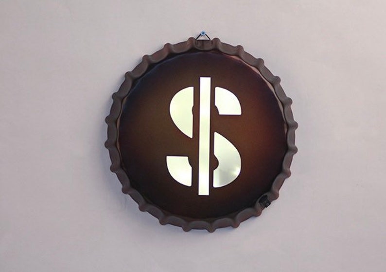 Vintage LED \u2022 Neon Light Bottle Cap Advertising Sign \u2022 BAR Pub Restaurant Cafe \u2022 Wall Decoration 30CM