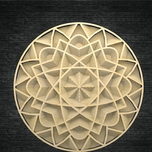 Mandala 3D panno, round mandala, carving mandala, vector file mandala, files cnc, laser cut, instant download cnc, vector cdr, cnc plan, dxf image 1