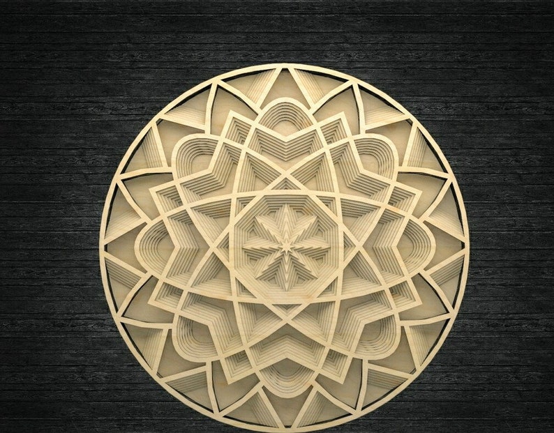 Mandala 3D panno, round mandala, carving mandala, vector file mandala, files cnc, laser cut, instant download cnc, vector cdr, cnc plan, dxf image 1