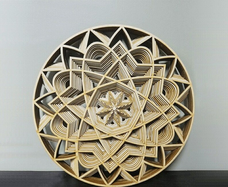 Mandala 3D panno, round mandala, carving mandala, vector file mandala, files cnc, laser cut, instant download cnc, vector cdr, cnc plan, dxf image 2