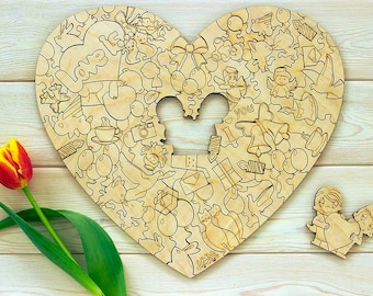 Love Is Puzzle, Heart puzzle, Puzzle Love cnc file, file cnc, laser cutting, cnc, file laser, laser cut, cnc plan