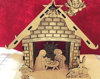 Scene Of The Birth Of Christ, Holy Night, Christmas cnc, Laser cut files, Instant download, cnc file, cnc pattern, cnc cut, templates cnc
