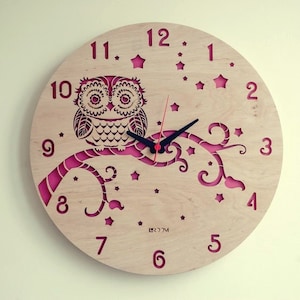 Uhr Eule, Eule Uhr auf einem Ast, Laser cut Dateien DXF, CDR, Vektor-Pläne Glowforge Dateien Instant Download, CNC-Datei, CNC-Muster, CNC-Schnitt