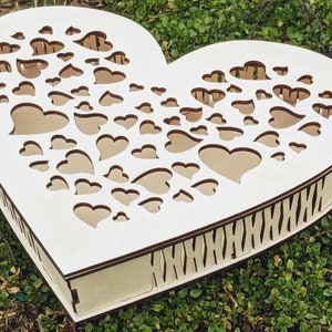 Caixa decorativa em forma de coração, caixa de coração, caixa vetorial dxf, cdr para CNC, arte vetorial digital, cnc, arquivo cnc, padrão cnc, corte cnc, corte a laser