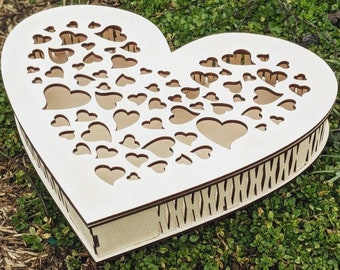 Decorative Heart Shaped Box, Box Heart, Vector box dxf, cdr for CNC, digital vector art, cnc, cnc file, cnc pattern, cnc cut, laser cut