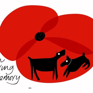 Mohn-Karte. Leere Hunde Haustiere Tiere.