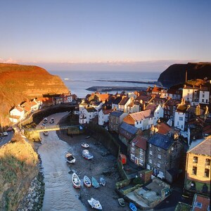 Staithes 6x6 quadrato vuoto Compleanno / Saluti Cartolina grafica d'arte fotografica