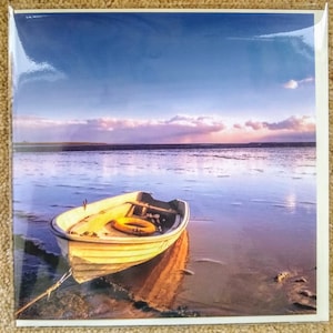 Riflessi barca 6x6 pollici Square Blank Greetings/Birthday Card. Immagine del paesaggio